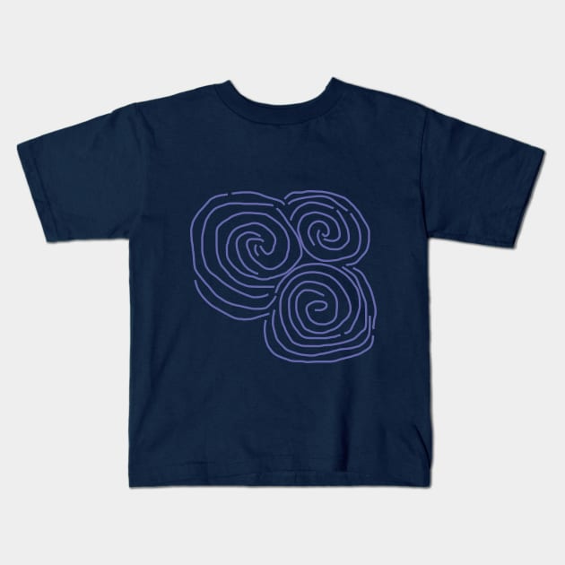 Celtic Spiral Irish Roots Very Peri Line Drawing Kids T-Shirt by ellenhenryart